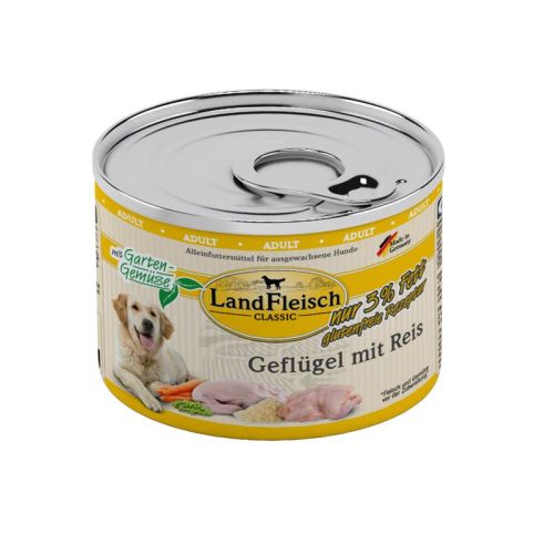 Landfleisch Dog Classic Geflügel mit Reis & Gartengemüse extra mager 195g 