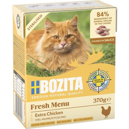 Bozita Cat Tetra Recard Häppchen in Sauce Sterilised mit viel Huhn 370g 